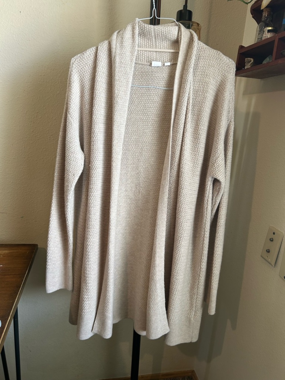 GAP size L Cozy cowl neck, Cream Open-Front Knit Cardigan